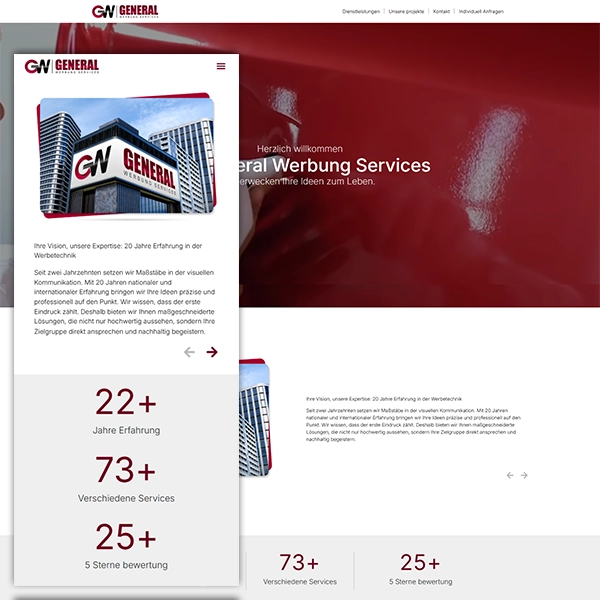 Individuelle Firmenwebsite und responsives Corporate Webdesign realisiert von General Werbung Services