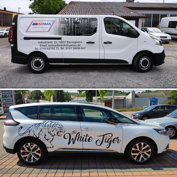 Professionelle Fahrzeugbeschriftung und Folierung für Transporter und PKW von General Werbung Services