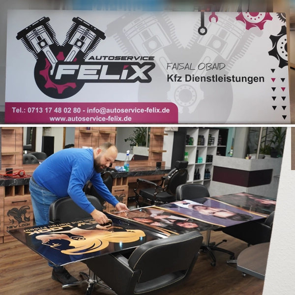 Wetterfestes Firmenschild aus Alu-Dibond für Fassadenwerbung von General Werbung Services
