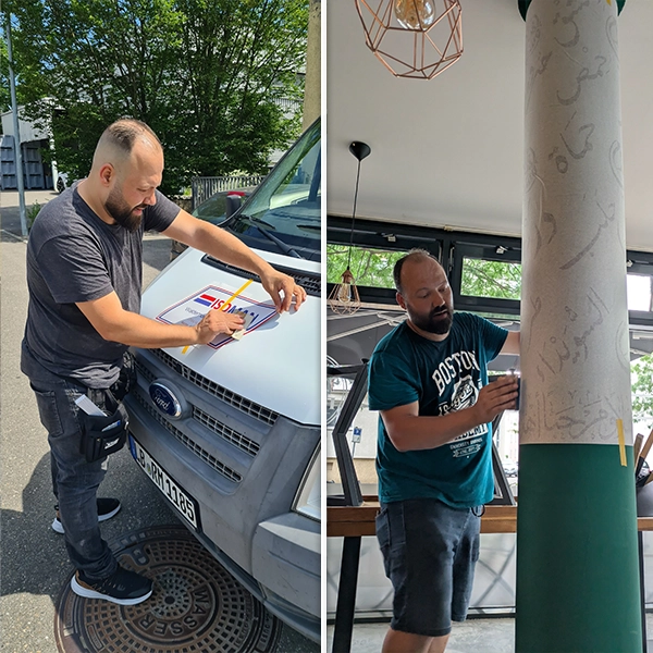 Präzise Folienmontage und Fahrzeugbeschriftung vor Ort von General Werbung Services