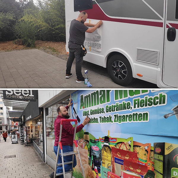 Montage von Werbetafeln und Fahrzeugbeschriftungen durch General Werbung Services