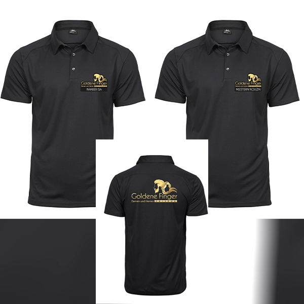 Individuell bedruckte Poloshirts als Werbetextilien und Mitarbeiterkleidung von General Werbung Services