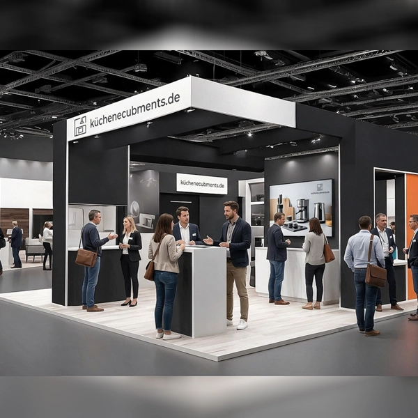 Modularer Eck-Messestand mit vollflächigem Branding für Events