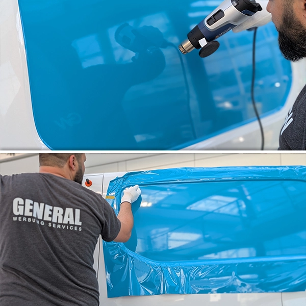 Fachgerechte Montage und Folierung von Fahrzeugen mit Heißlufttechnik durch General Werbung Services