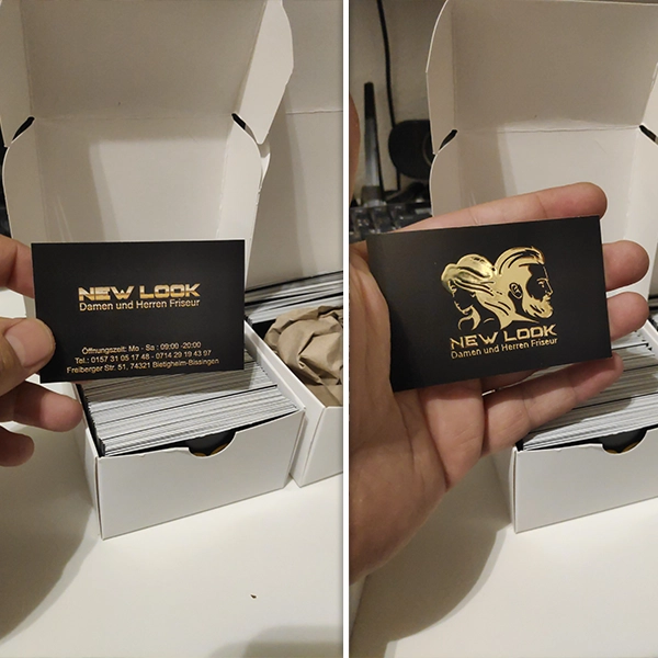 Exklusive Visitenkarten mit edler Heißfolienprägung in Gold von General Werbung Services