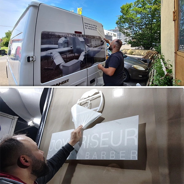 Präzise Montage von Wandbeschriftungen und Folientexten vor Ort durch General Werbung Services