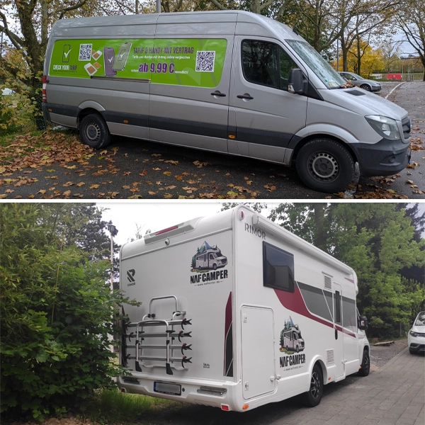 Individuelle Wohnmobil- und Kastenwagenbeschriftung mit Digitaldruckfolie von General Werbung Services